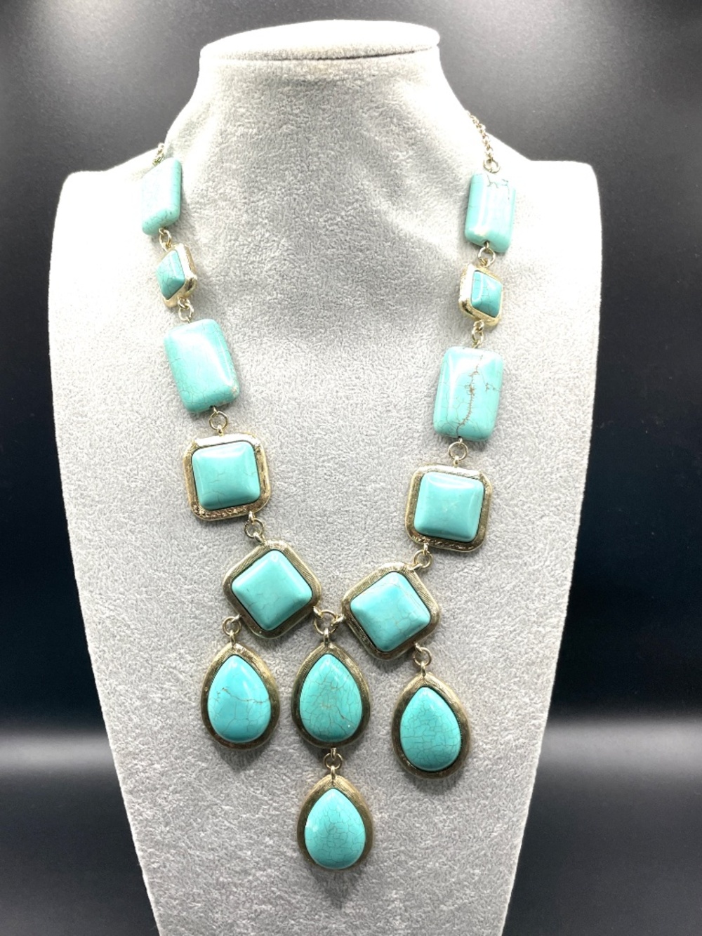 Monet Water Colors New Faux Turquoise Statement Necklace